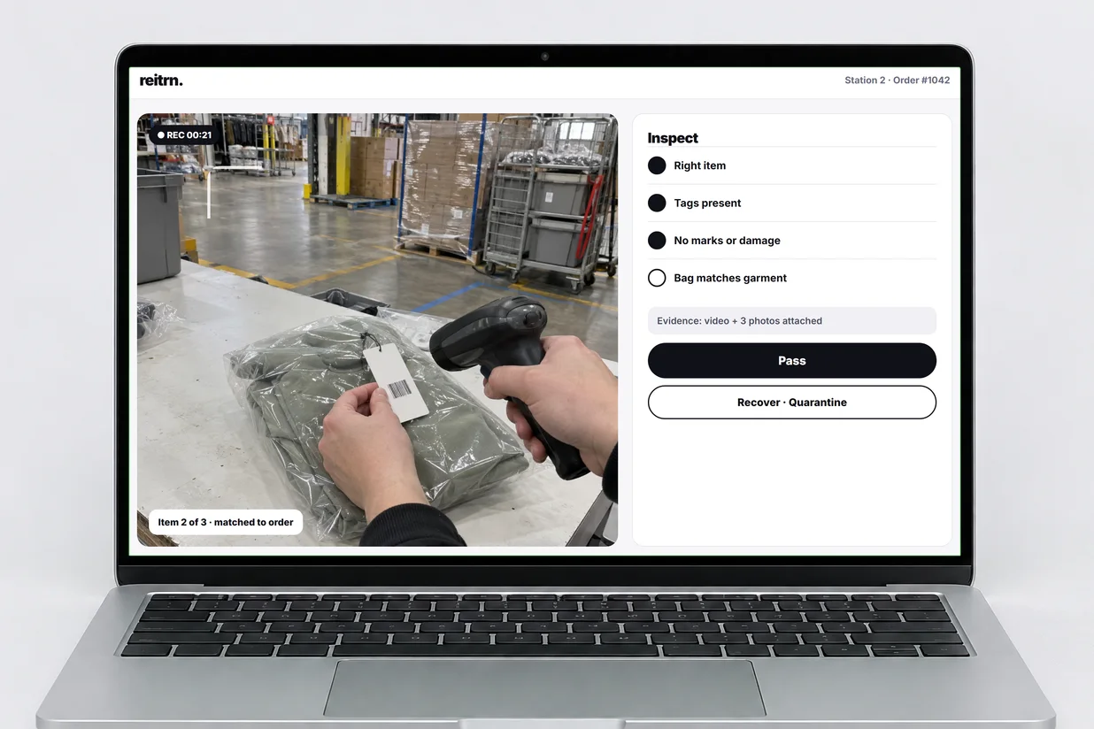 A laptop showing the reitrn inspection screen